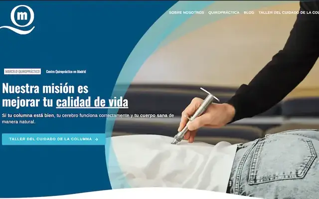 Sitio web de marceloquiropractico.com: Centro de quiropráctica en Madrid
