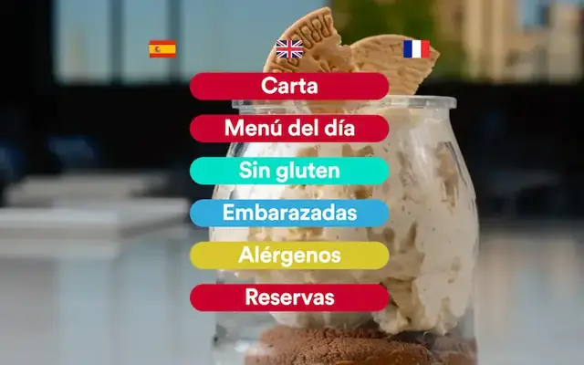 Sitio web de miniplatos.ochentagrados.com: Carta digital multilingüe para restaurante