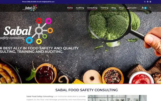 Sitio web de sabalfsc.com: Consultoría en seguridad alimentaria